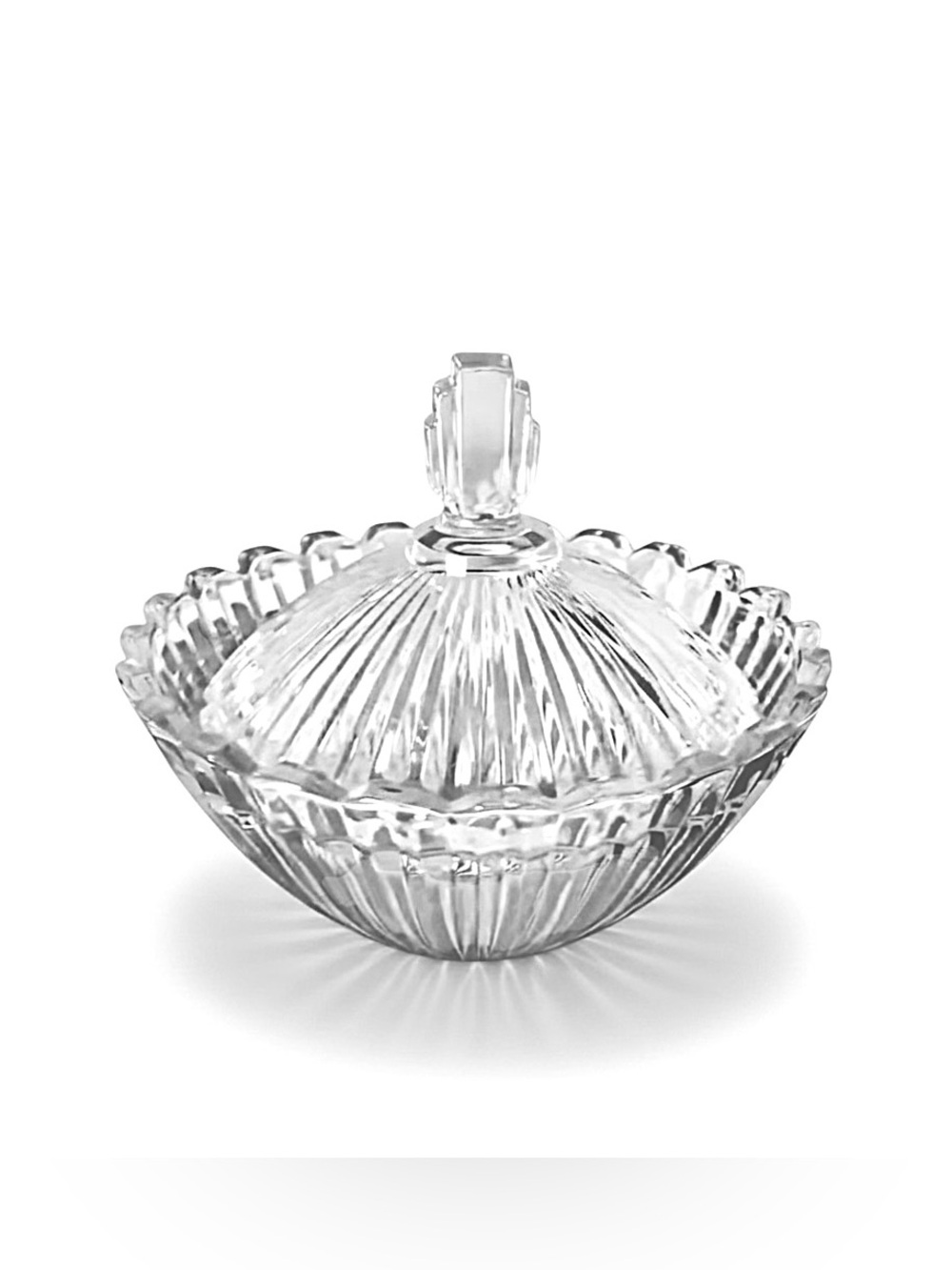 Vintage Mikasa Marquette Crystal Candy Dish Ribbed Art Deco Trinket Bowl 4.5”